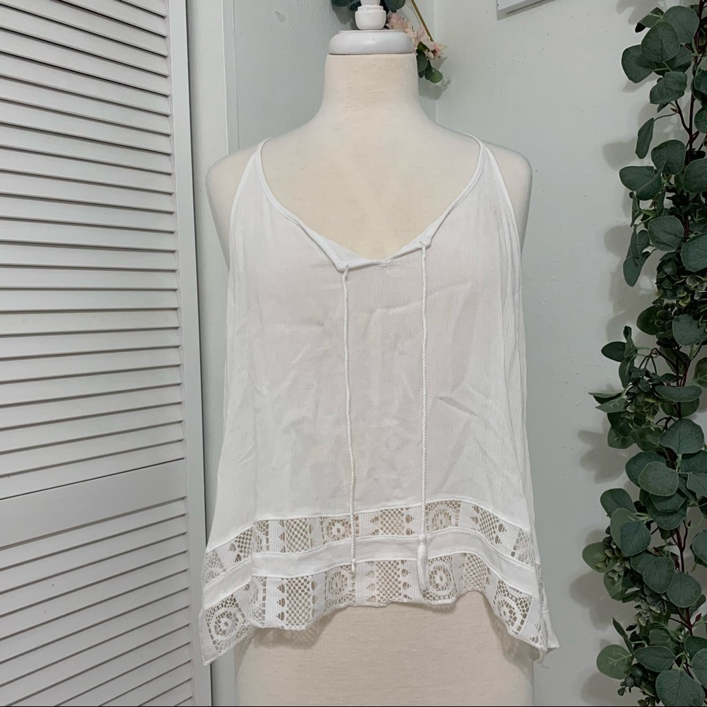 Poof White Flowy Beach Tank Top/Coverup Women’s Medium